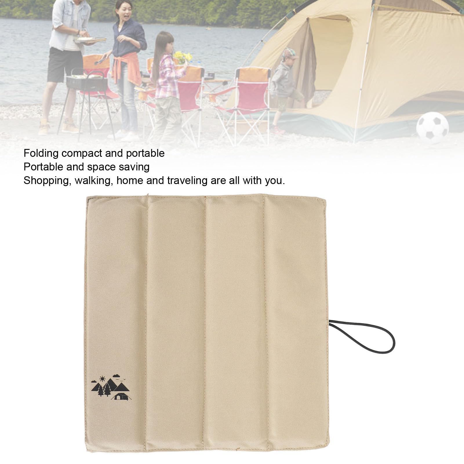 Camping Seat Cushion Foldable Waterproof Portable Damp Proof Thickened Camping Mat for Outdoor Beach Travel Picnic (Khaki)