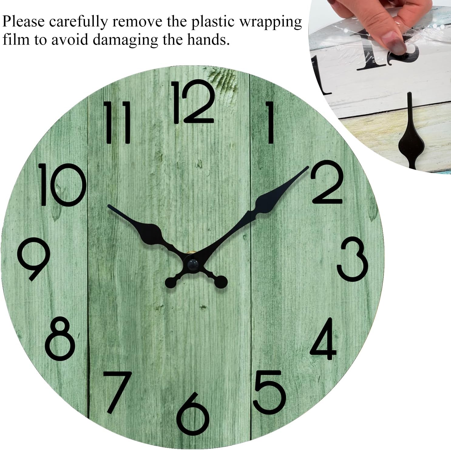 Wall Clock, Modern Wall Clocks Battery Operated, Silent Non Ticking Clock Decorative for Living Room, Office, Home, School (Light Green)