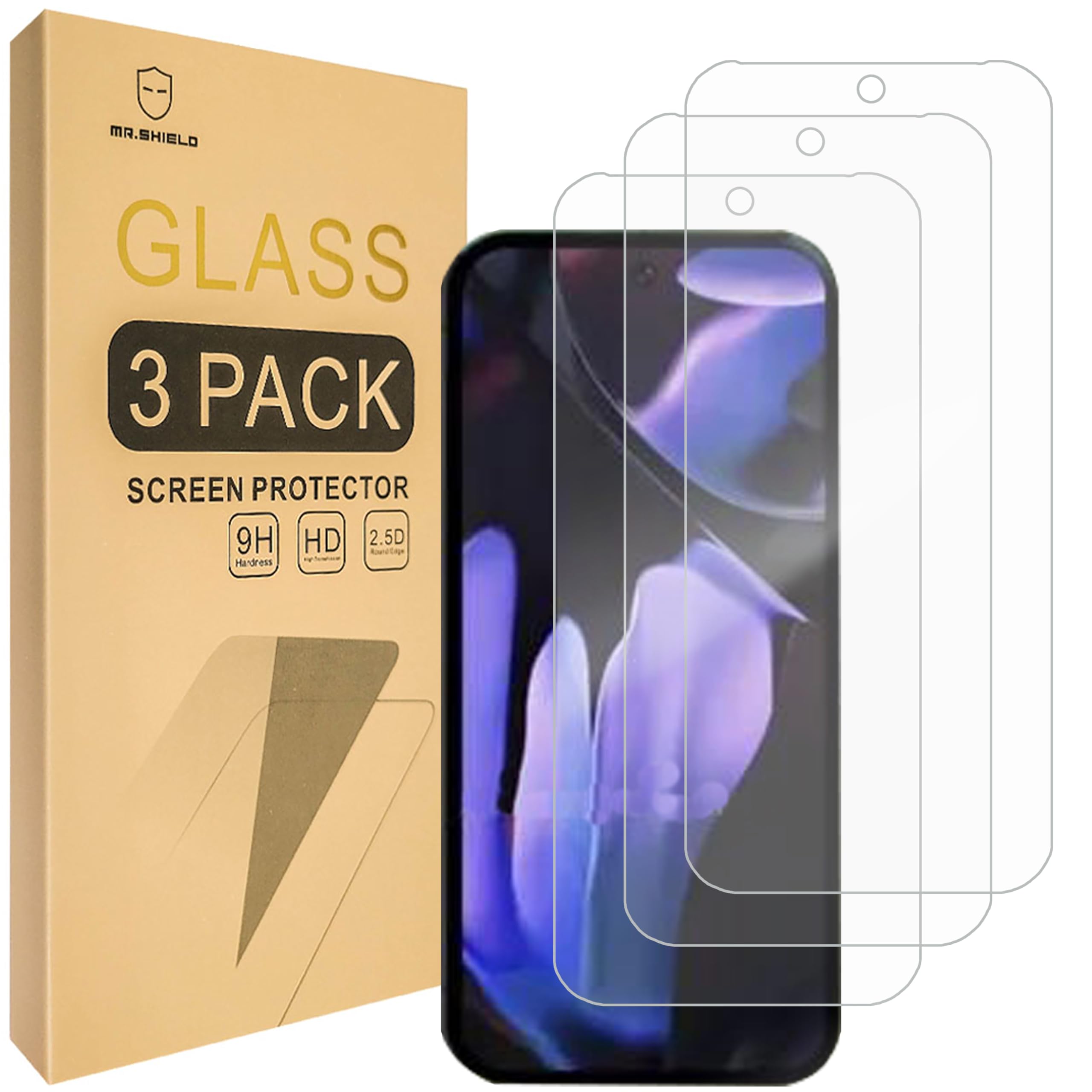 Mr.Shield Screen Protector compatible with Google Pixel 9A [Tempered Glass] [3-Pack] [Japan Glass with 9H Hardness]