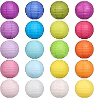 LIHAO 20 Pack Multi-Color 6 Inch Paper Lanterns - Hanging Chinese Japanese Style for Parties, Weddings, Home Decor