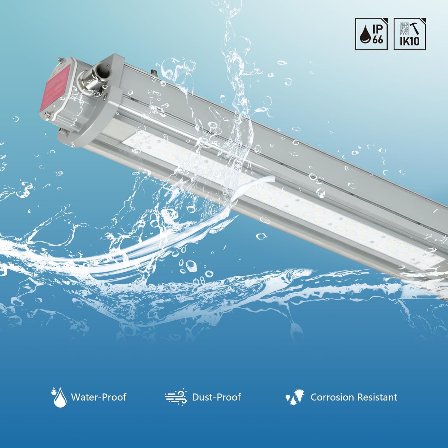 LED 2FT Explosion Proof Light UL844 Certified 40W 5000K 5200Lm (200W HPS Eqv.), Class I Division II Hazardous Locations Industry Luminaires Dimmable IP66 Waterproof, New FLF Series