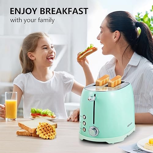 Miniatura 7 de REDMOND Tostadora de 2 rebanadas, tostadora de acero inoxidable con ranuras de 1.5 pulgadas de ancho, tostadora retro de 2 rebanadas con