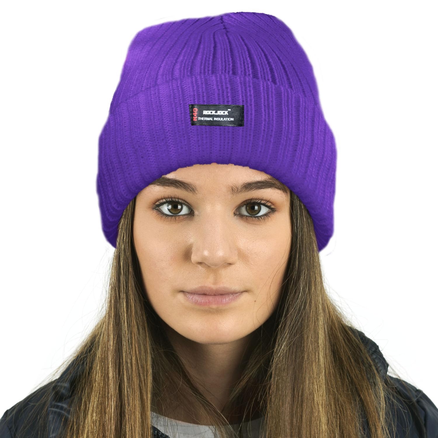 Rockjock Women's Purple Warm Winter Lined Beanie Hat With R40 Thermal Insulation