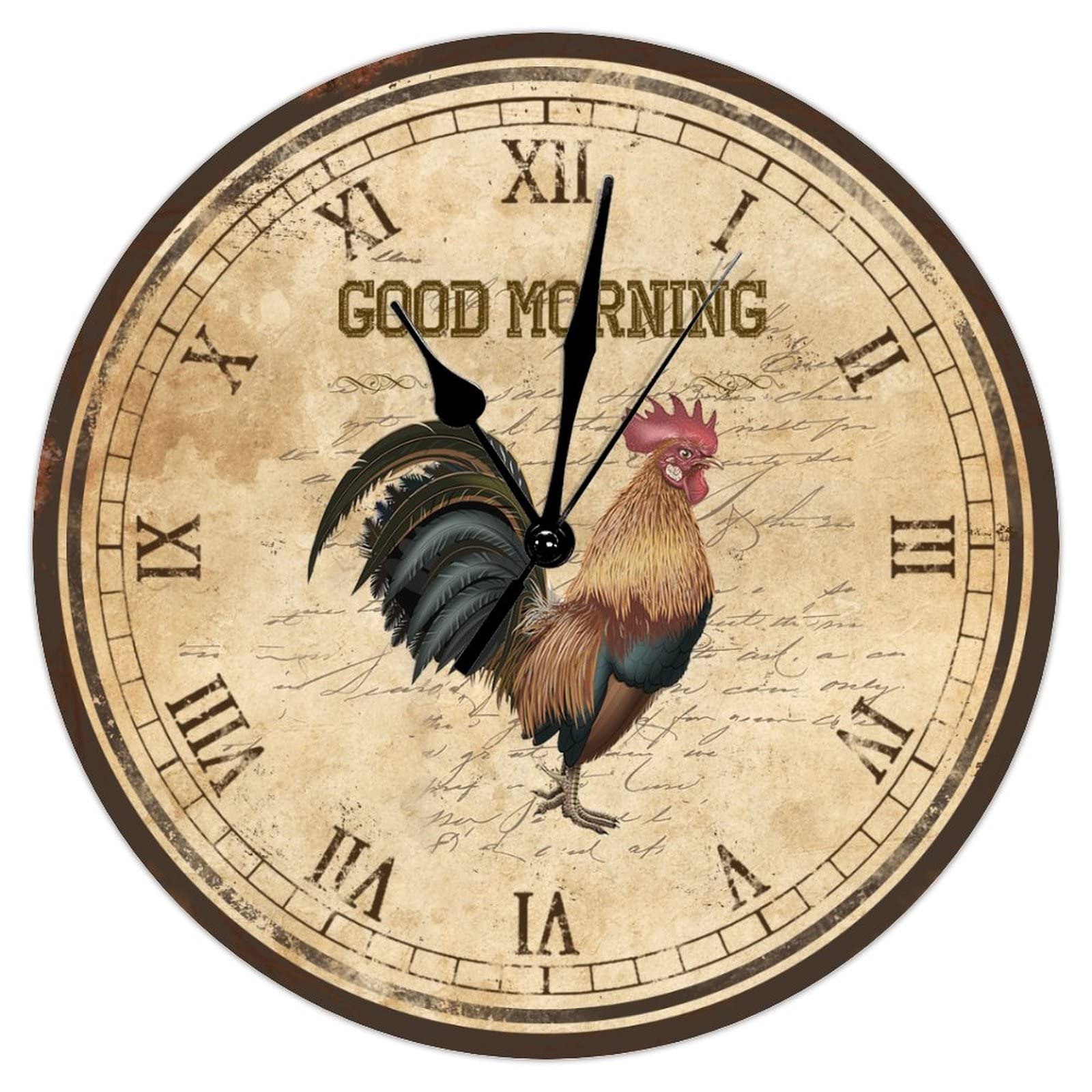 Horloge murale en bois coq style campagnard toscane de 38 cm pour chambre