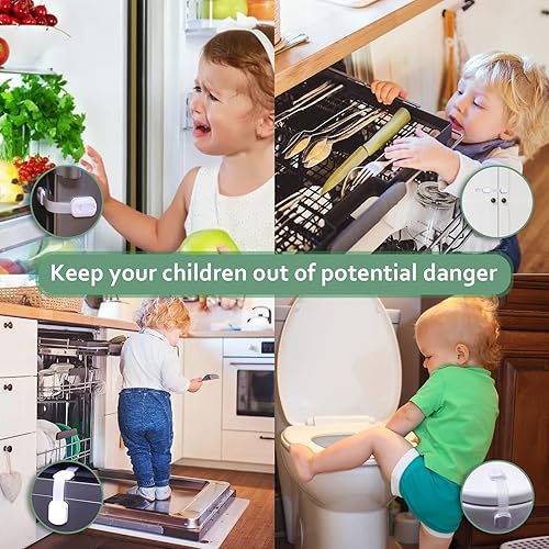 Miniatura 2 de Correa de seguridad para niños, correa de gabinete a prueba de bebés, correas ajustables con adhesivo 3M sin perforaciones, a prueba de muebles de