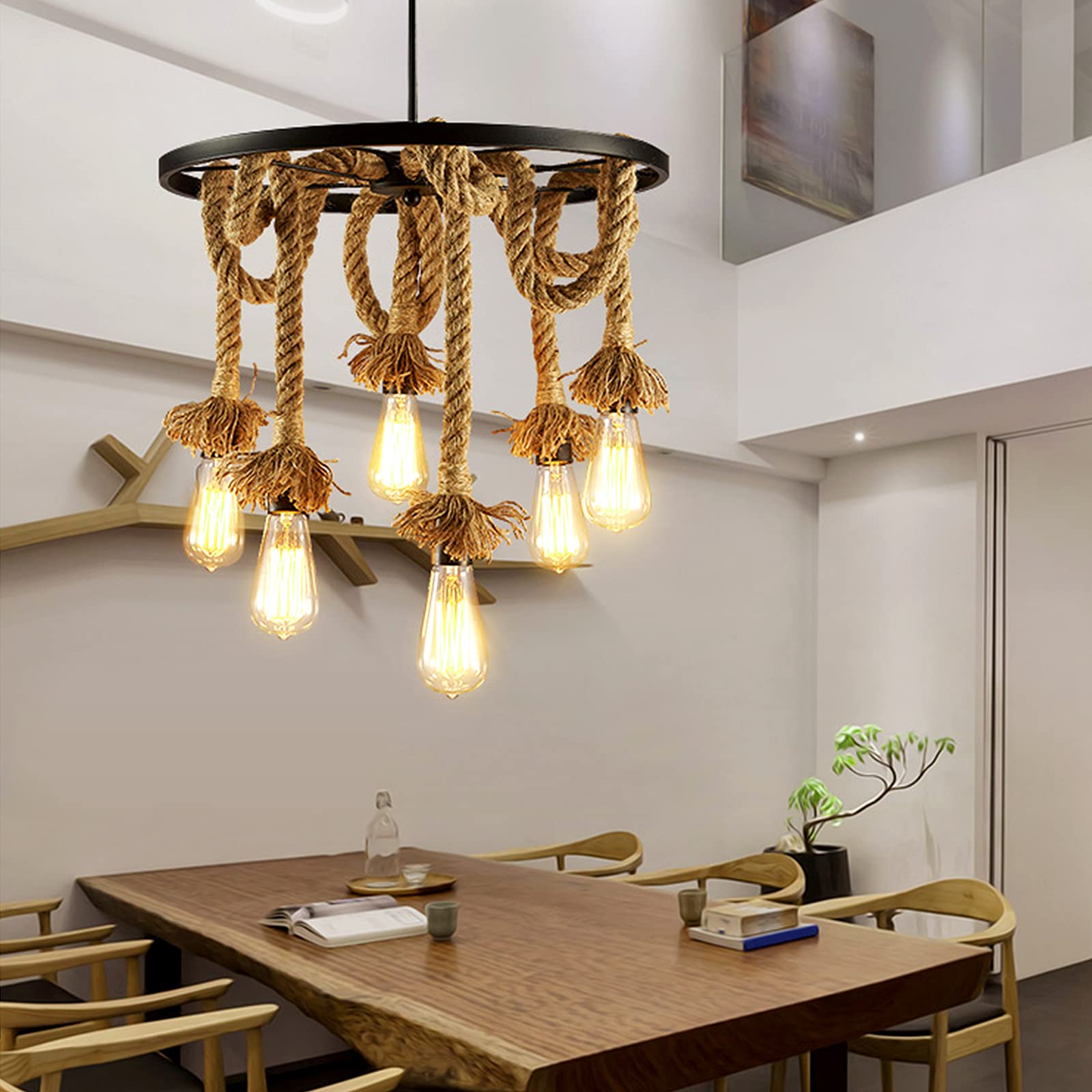 48 feet 1Inch Thick Manila Rope, JANNO Natural Twisted Hemp Rope for Tug War Home Garden Decorating, Hammock, Railings, Landscaping, Boat Fixing, Packing, DIY Arts Crafts, Cat Scratching Post and More