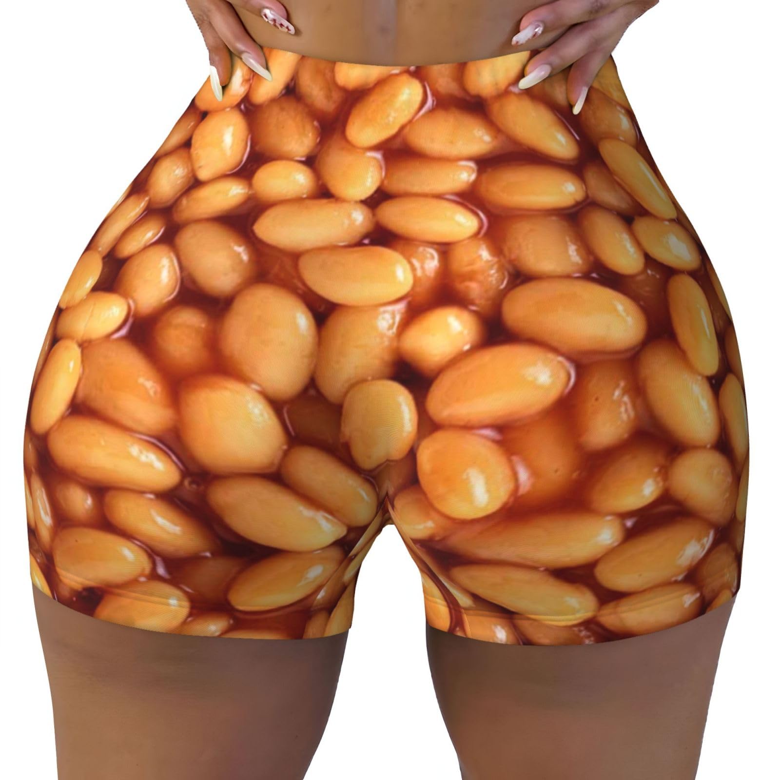 Beeoficepeng Unisex As Picture Baked Beans, Women's Workout Shorts, Womens Stretch Soft Gym Shorts Running Shorts Sportshorts