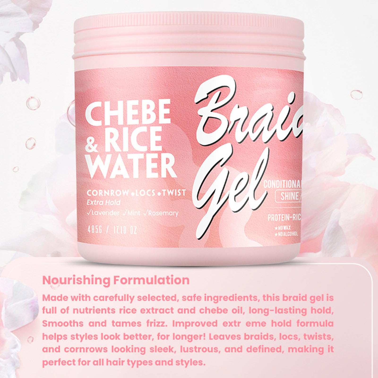 Joyeee Braiding Gel, 485ml Edge Control Braid Styling Curl Gel for Afro Hair Curly Hair No White Residue - Image 3