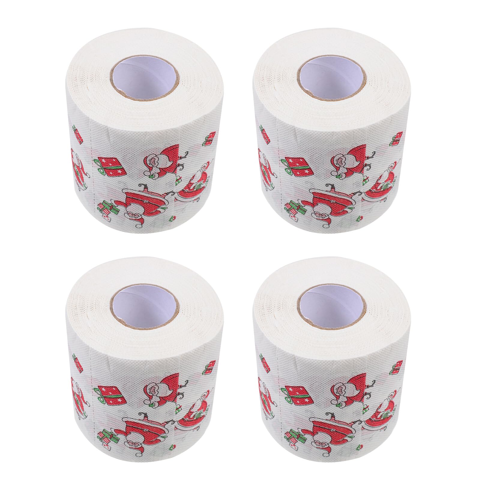 Papel higiénico navideño BESTYASH de doble capa con 4 rollos estampados para baño