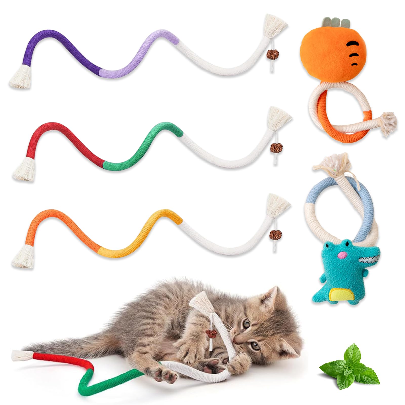 BDSHUNBF 5 Pack Catnip Toys for Indoor Cats 70cm Interactive Cat Rope Toys