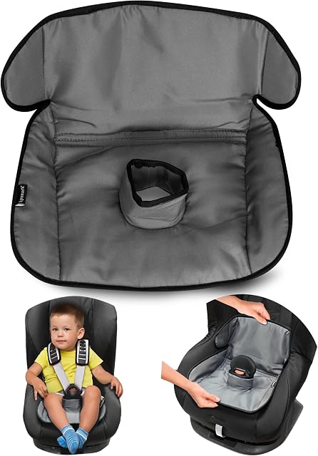 Car Seat Protector for Potty Training | Travel potty Cover from Crumbs, Spillages, Nappy Leaks & Toilet training| Pad fits all carseat & buggy, age: 6 months-4 years old |Keeps seat Clean & dry! Grey