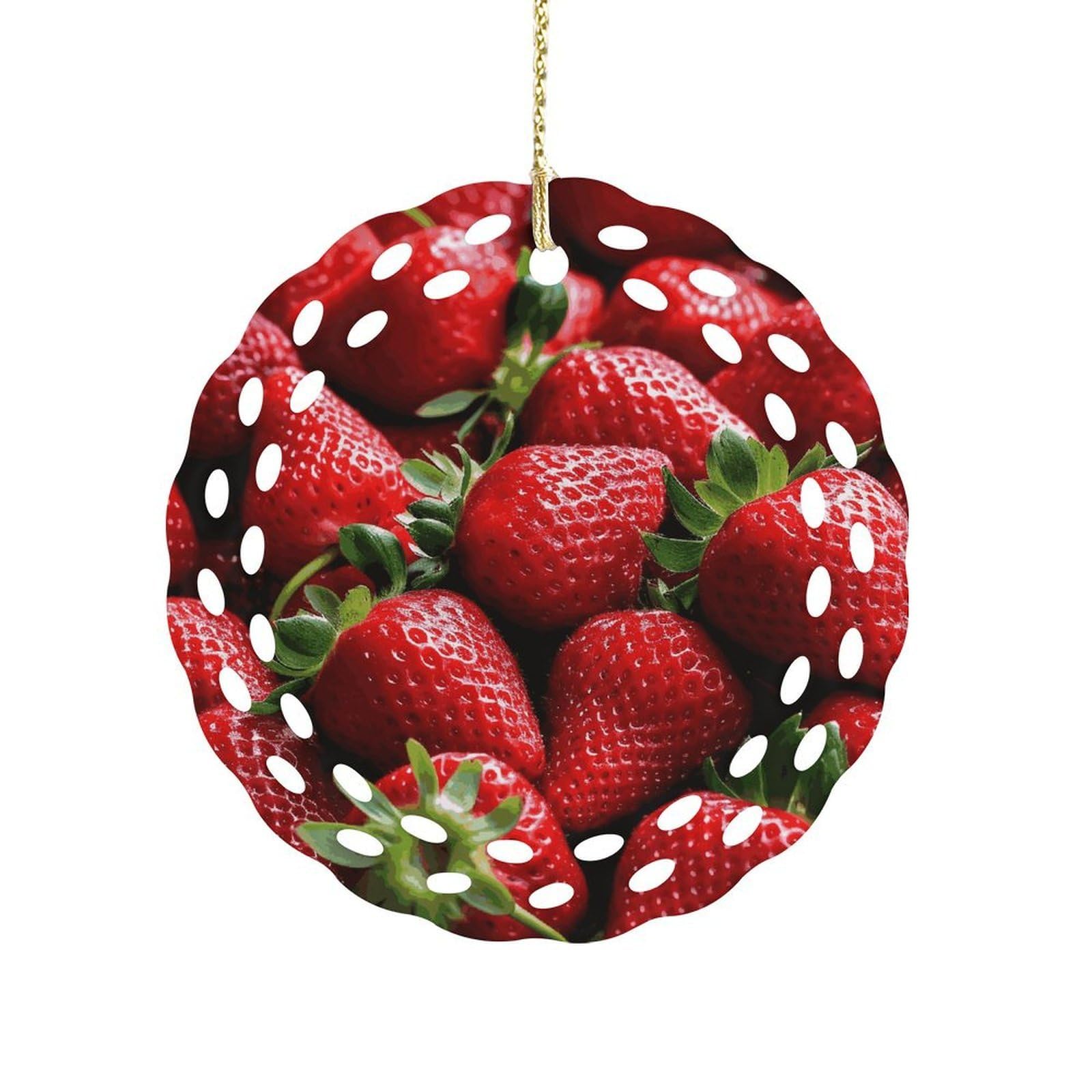 Fekiloot Women's Style Fresh Strawberries Ceramic Ornaments 3 Inch Round,Holiday Keepsake For ,Girls,Pet Owners,Hanging Ornament Gifts Idea For Home