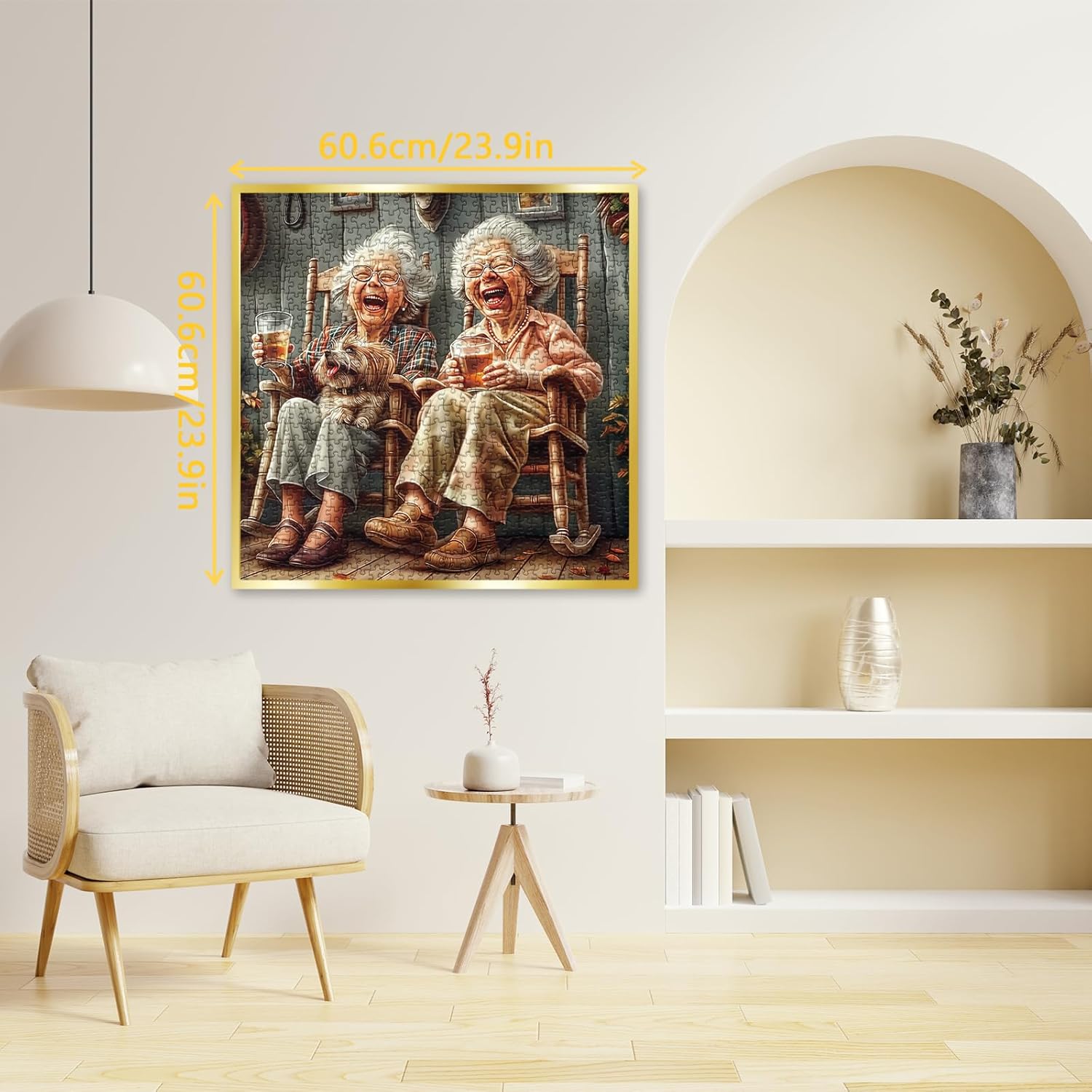 Fun Grandma Friendship Puzzles for Adults 1000 Pieces, Cute Dog Animal Art Jigsaw Puzzles, Colorful Pretty Challenging Puzzle