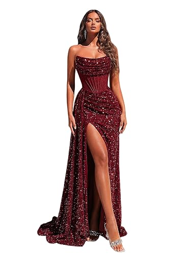 Cocktail Evening Gowns Formal Dresses for Women Sequin Tulle Wedding