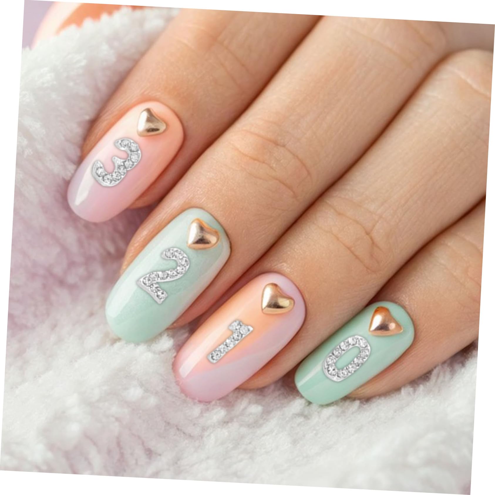 100pezzi Ciondoli Numerici Unghie Decorazioni Strass per Manicure Gioielli Abbellimenti Nail Art Lucidi