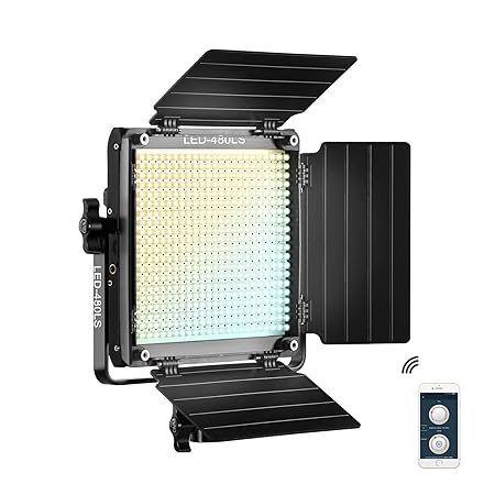 GVM Led Bi-Color Video Lights with APP Function, Variable CCT 2300K-6800K and 10%-100% Brightness with Digital Display for Video Studio Shooting, CRI97+ TLCI97 Led Light Panel +Barndoor