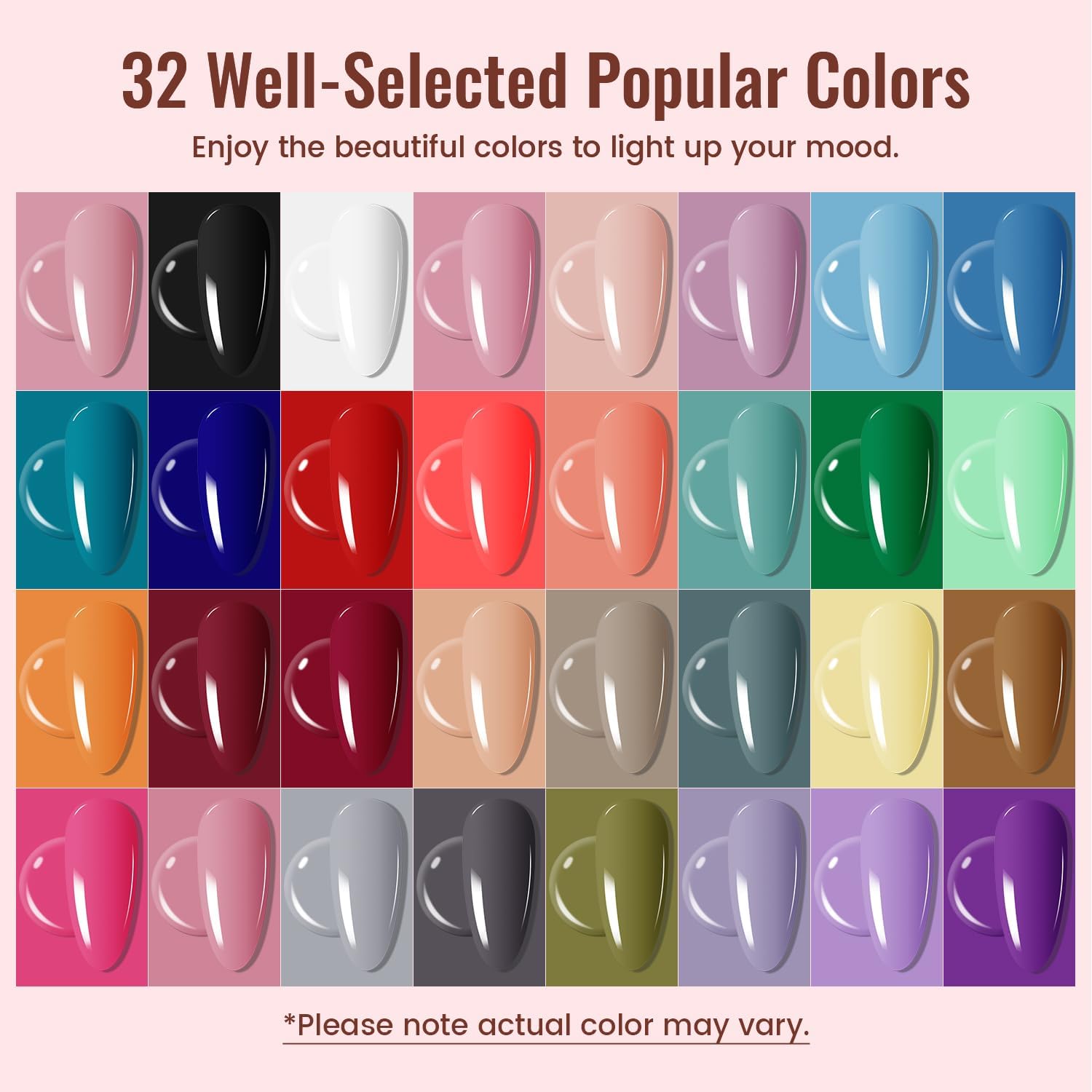 JODSONE 63Pcs Kit Ongle Gel UV Complet avec Lampe à ongles,32 Couleurs de Vernis Semi-Permanent comprenant base coat et top coat,Kit complet de manucure pour usage à domicile et en salon