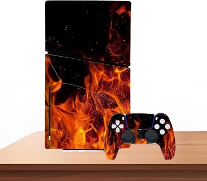 Skin Sticker for PS5 Slim Disc Edition Protective Vinyl Decal Cover Wrap for PS5 Slim Console Controller Orange