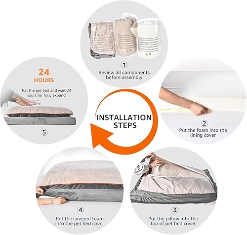 Miniatura 8 de Tienda Basics Cama para perros con espuma viscoelástica de gel refrescante, soporte de alivio de presión para perros de hasta 50 libras, parte