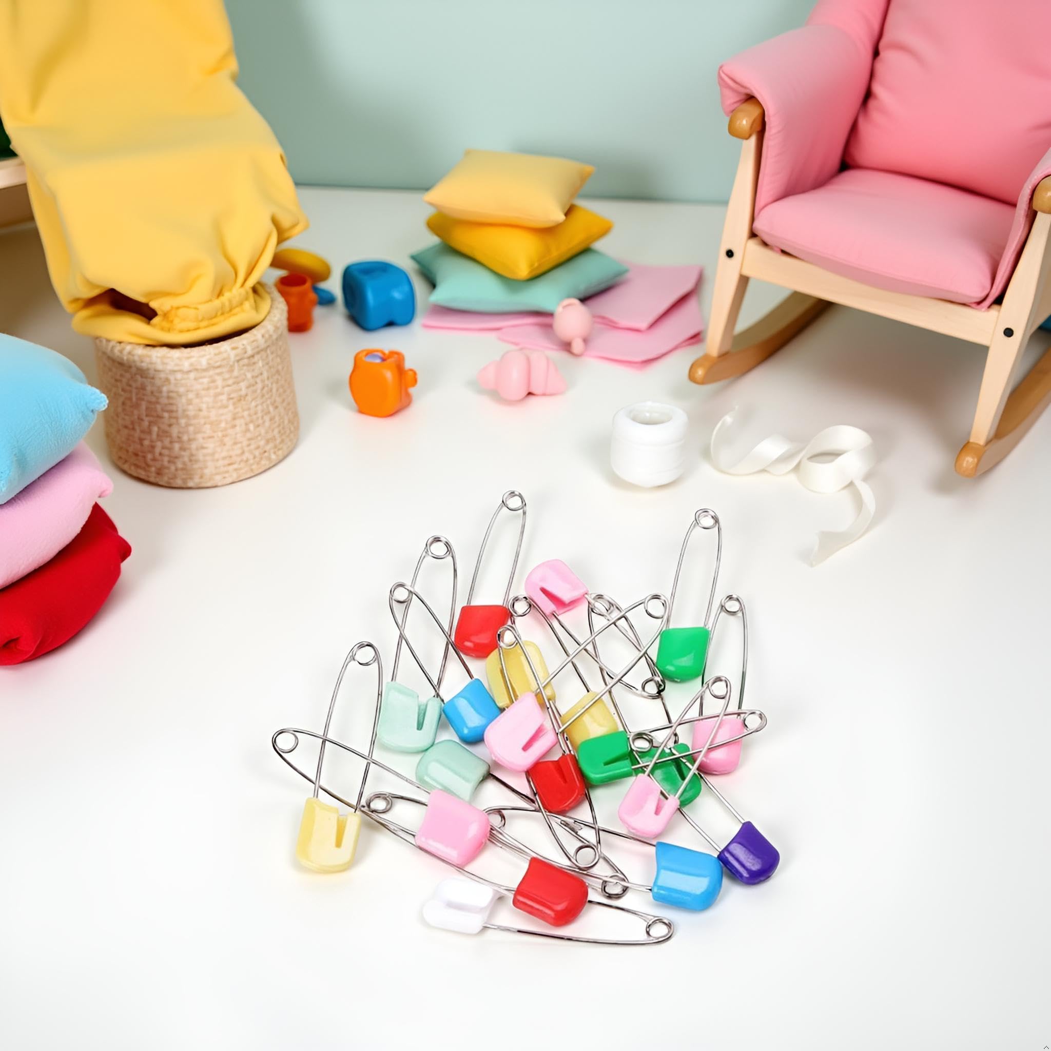 20Pcs Colorful 2 Inch Baby Infant Child Cloth Nappy Diaper Pins Safety Locking Holder Colorful Safety Pins Heavy Duty - Image 2