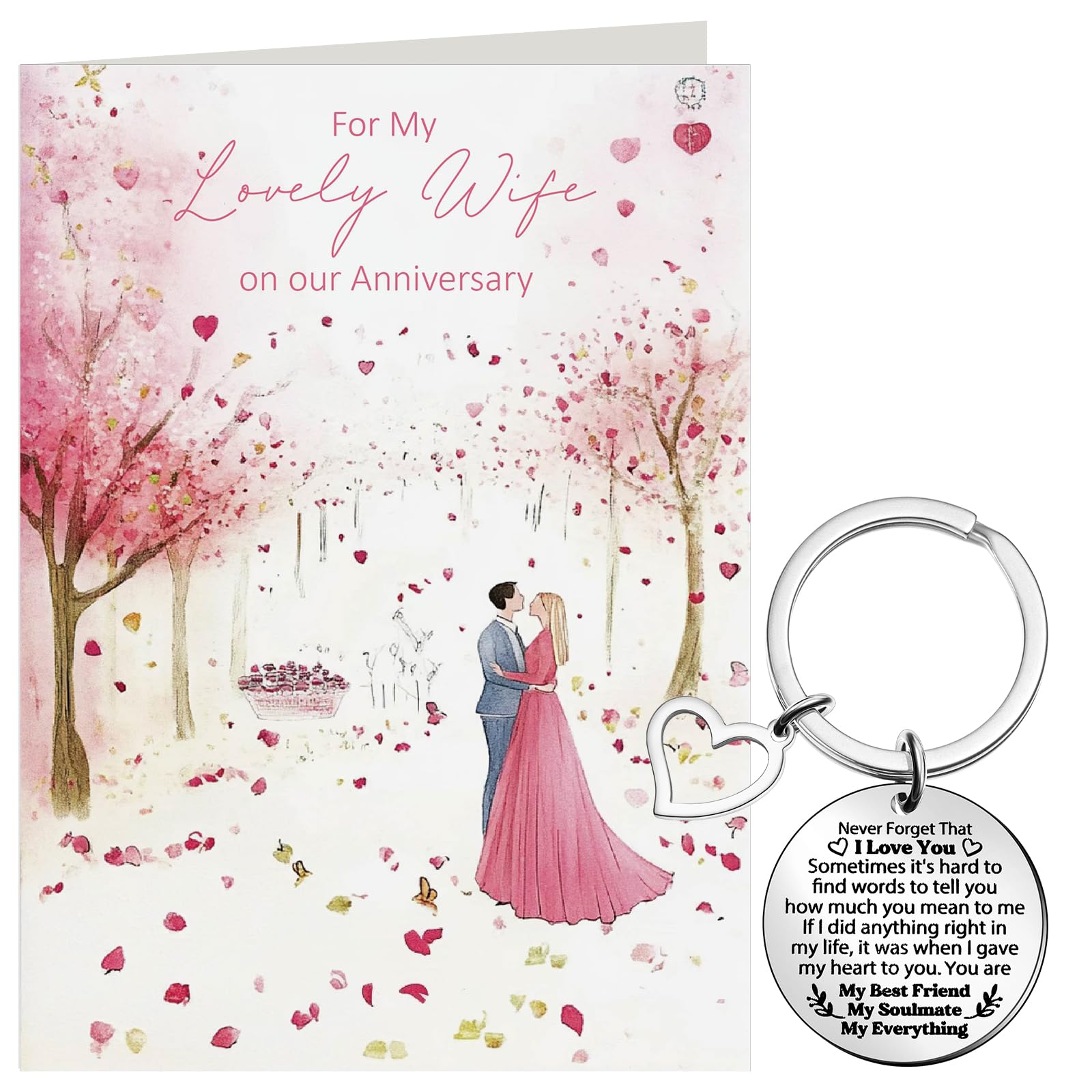 Faccito Wife Gift Set 'never Forget I Love You' Anniversary Keyring and Card with Envelope Keychain Ideal Presents for Wife Girlfriend from Husband Boyfriend
