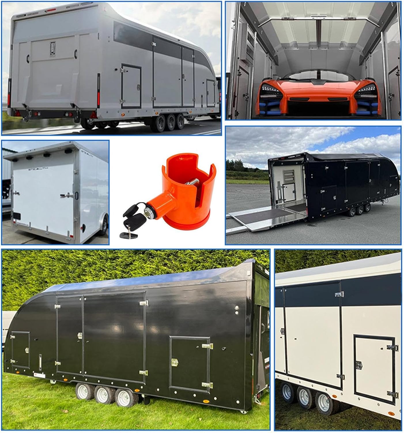 Trailer Coupler Lock – Anti-Theft Steel Universal Tools, Trailer Tongue Coupler Lock, Towing RV Pick Lawn Mower, Jack Equipment Cargo Door, Container Floor Tools, Heavy-Duty Security Locks for Use