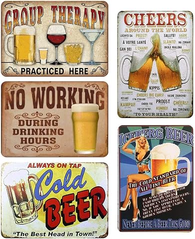 LZYMSZ 5 piezas vintage metal pintura póster placa de pared, decoración de pared de arte de hierro retro para café bar pub inicio cerveza (30 x 20 cm)