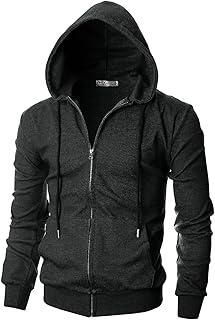 Ohoo Men's Zip Up Hoodie Lightweight Sweatshirt Full Zip Hooded Jacket