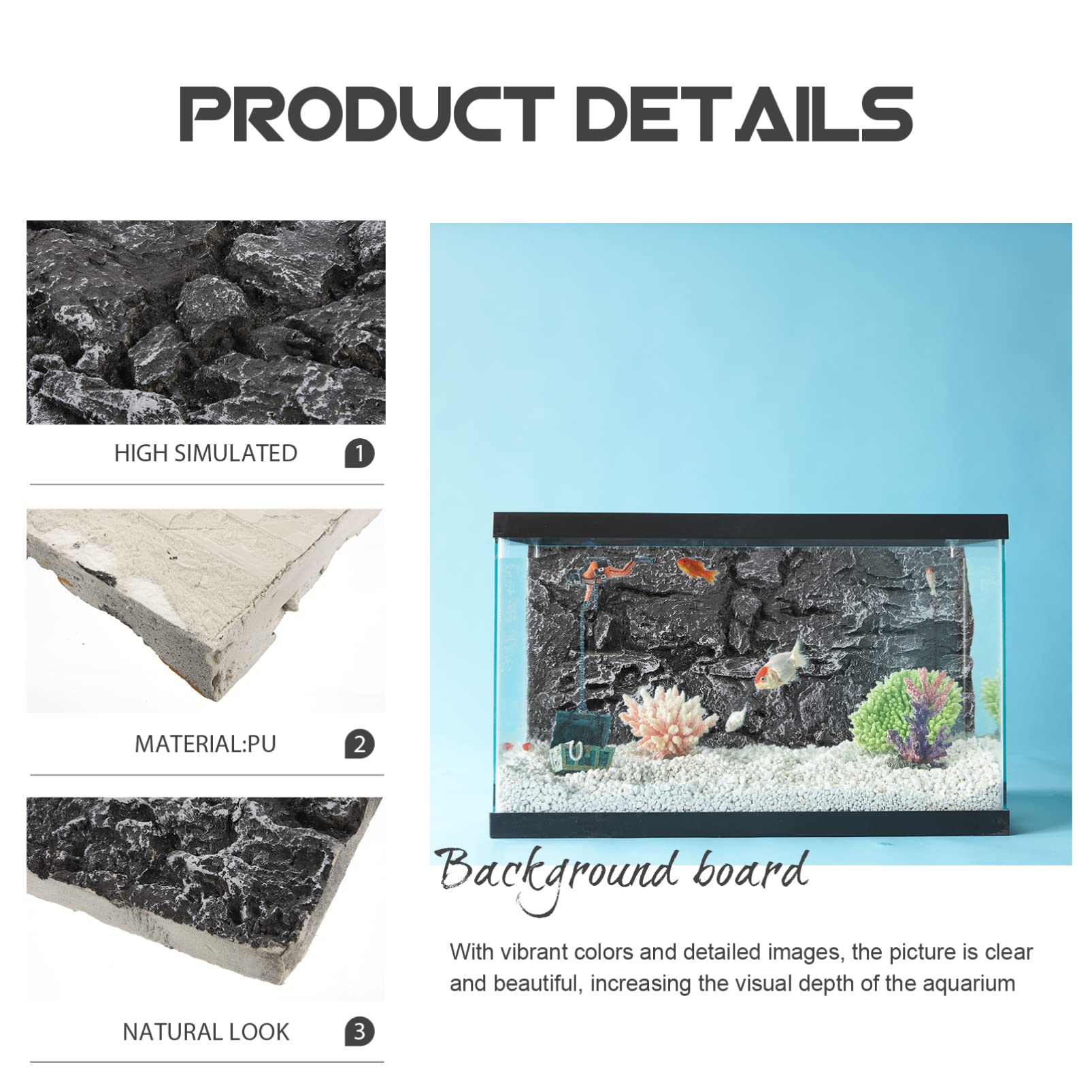 Abaodam Sfondo 3D per Serbatoio Rettili Roccioso Decorazione Realistica per Acquari Terrari Serpenti Lucertole Geco