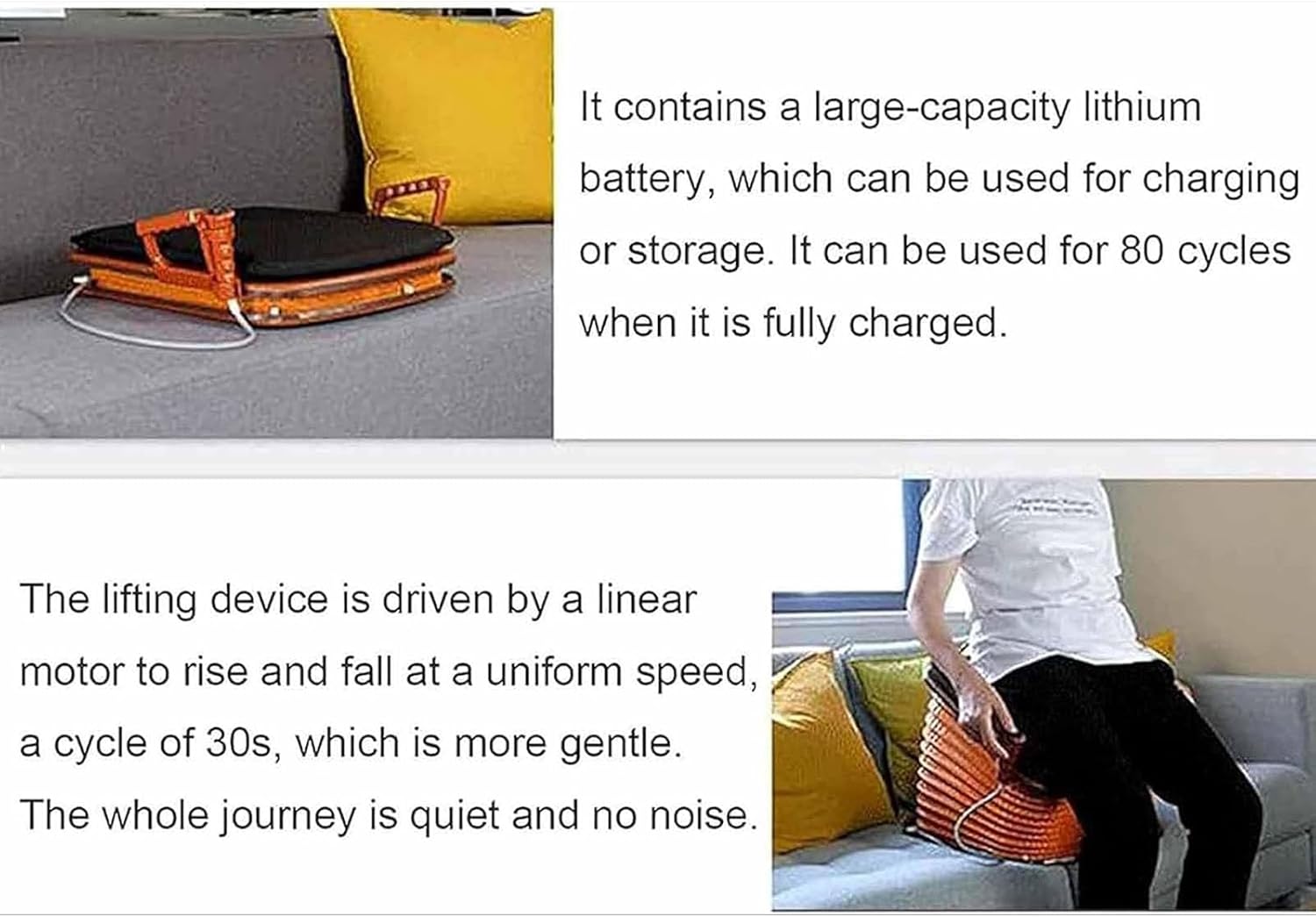 Portable Lifting Cushion Seat, Electric Uplift Seat Assist Cushion for Elderly, Post-Operative and Pregnancy, Elderly Sofa Support Pad Lift Chair, Support Up to 100kg