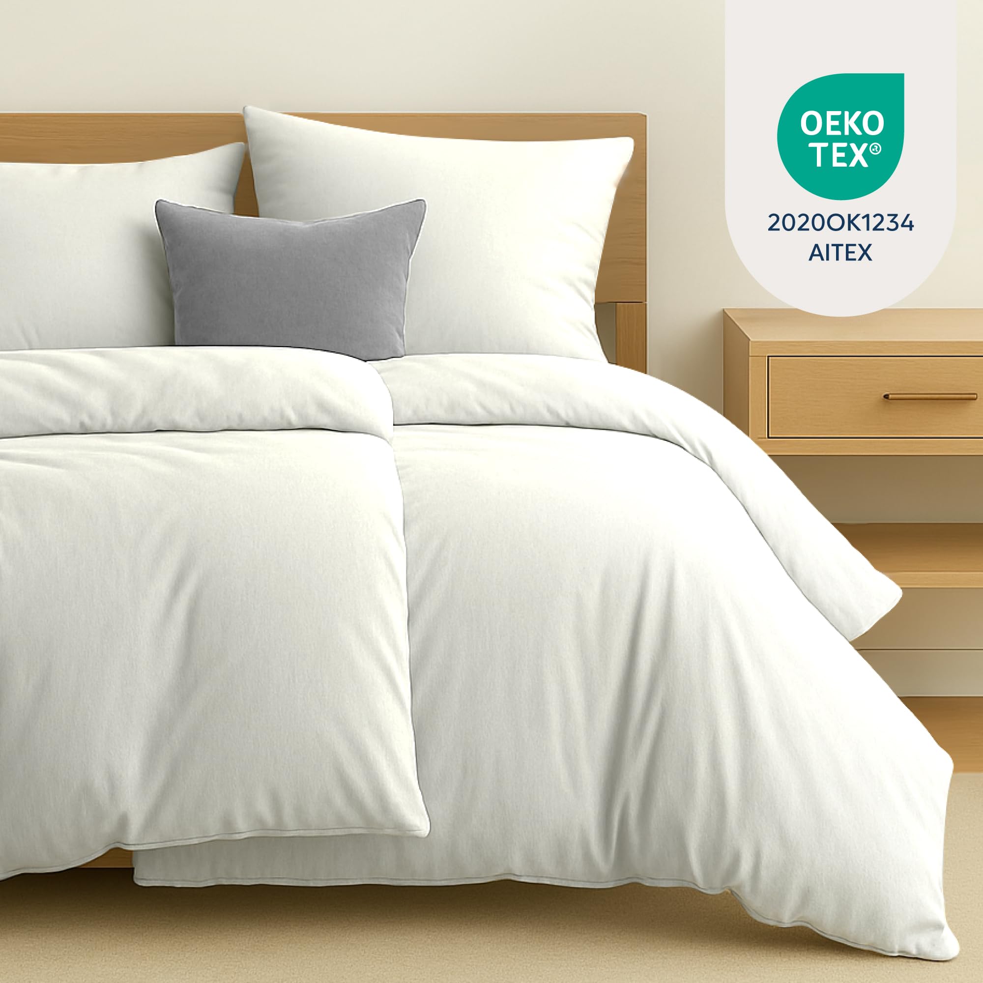 Zestaw pościeli Dreamzie 135x200 ze wzmocnionej bawełny - Biały - 2x poszwa na kołdrę 135x200 i 2x poszewka na poduszkę 80x80 cm - Certyfikat Oeko-Tex - 4 sztuki