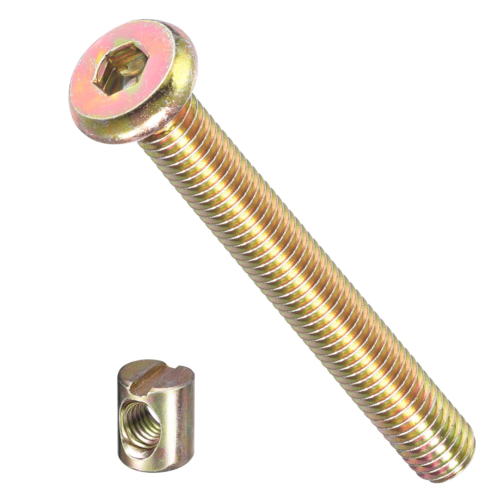 METALLIXITY Furniture Crib Screws Replacement Set (M6-1x50mm) 20Pcs, Connector Bolt M6 Screw Barrel Nuts Binding Screws, for Chair Cabinet Bed, Yellow โ image 1