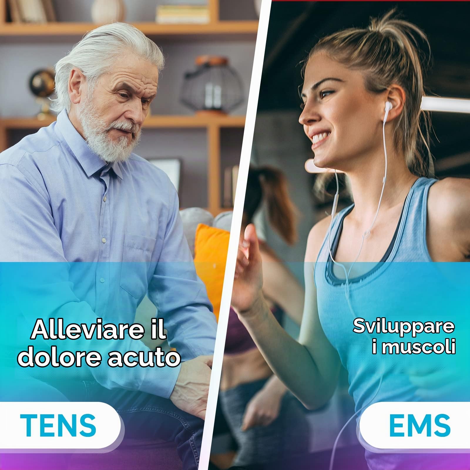 Easy@Home Elettrostimolatore Muscolare Addominali TENS EMS - Migliorare il Tono Muscolare| Alleviare Vari Dolori|Batteria Ricaricabile