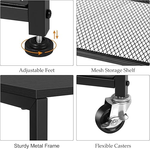 Miniatura 13 de ETELI Mesa auxiliar de 3 niveles, pequeña con ruedas, mesa auxiliar con estantes de almacenamiento, mesita de noche blanca para cocina, dormitorio,