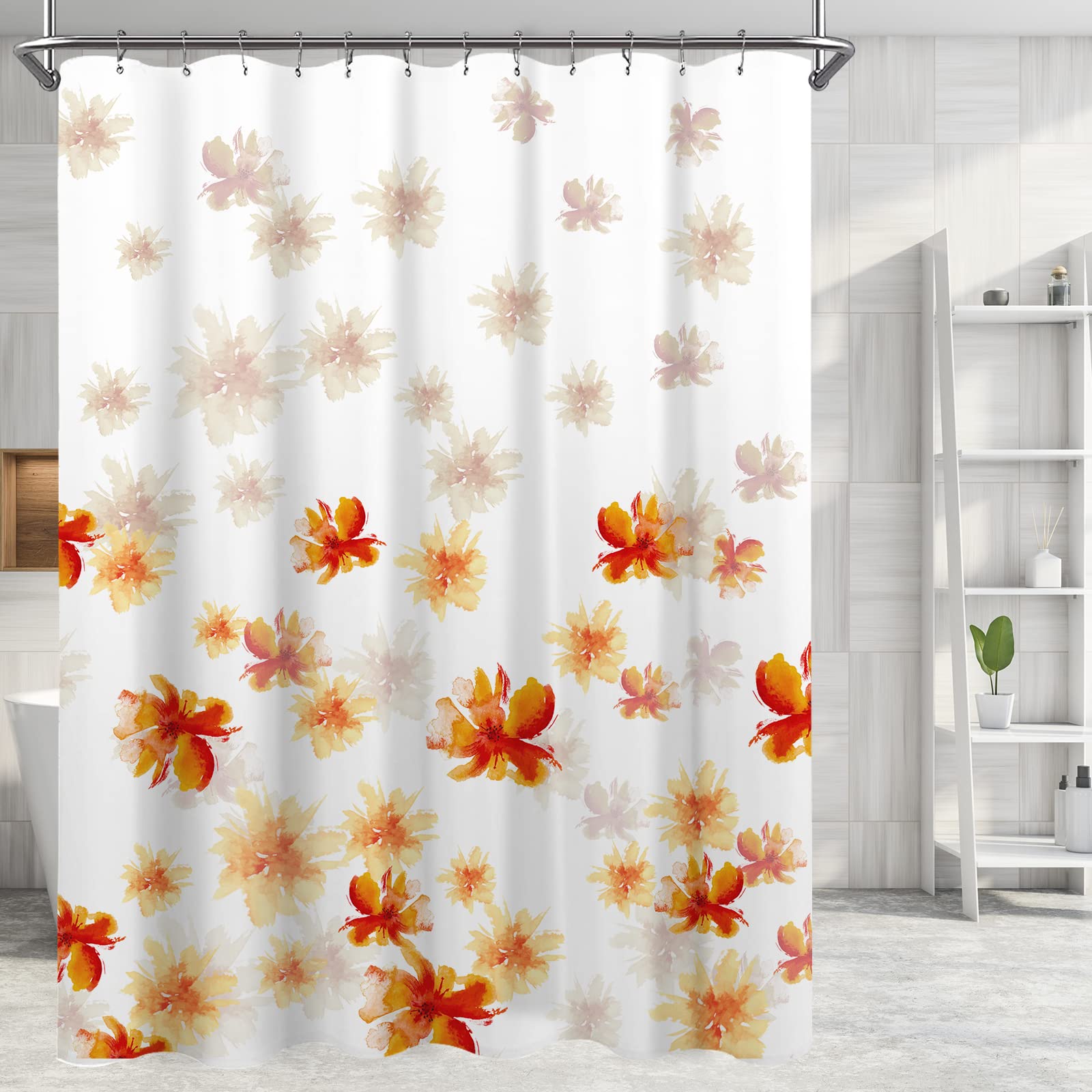 Blumen-Duschvorhang Set – Wasserdicht, Stylisch & Mit 12 Haken