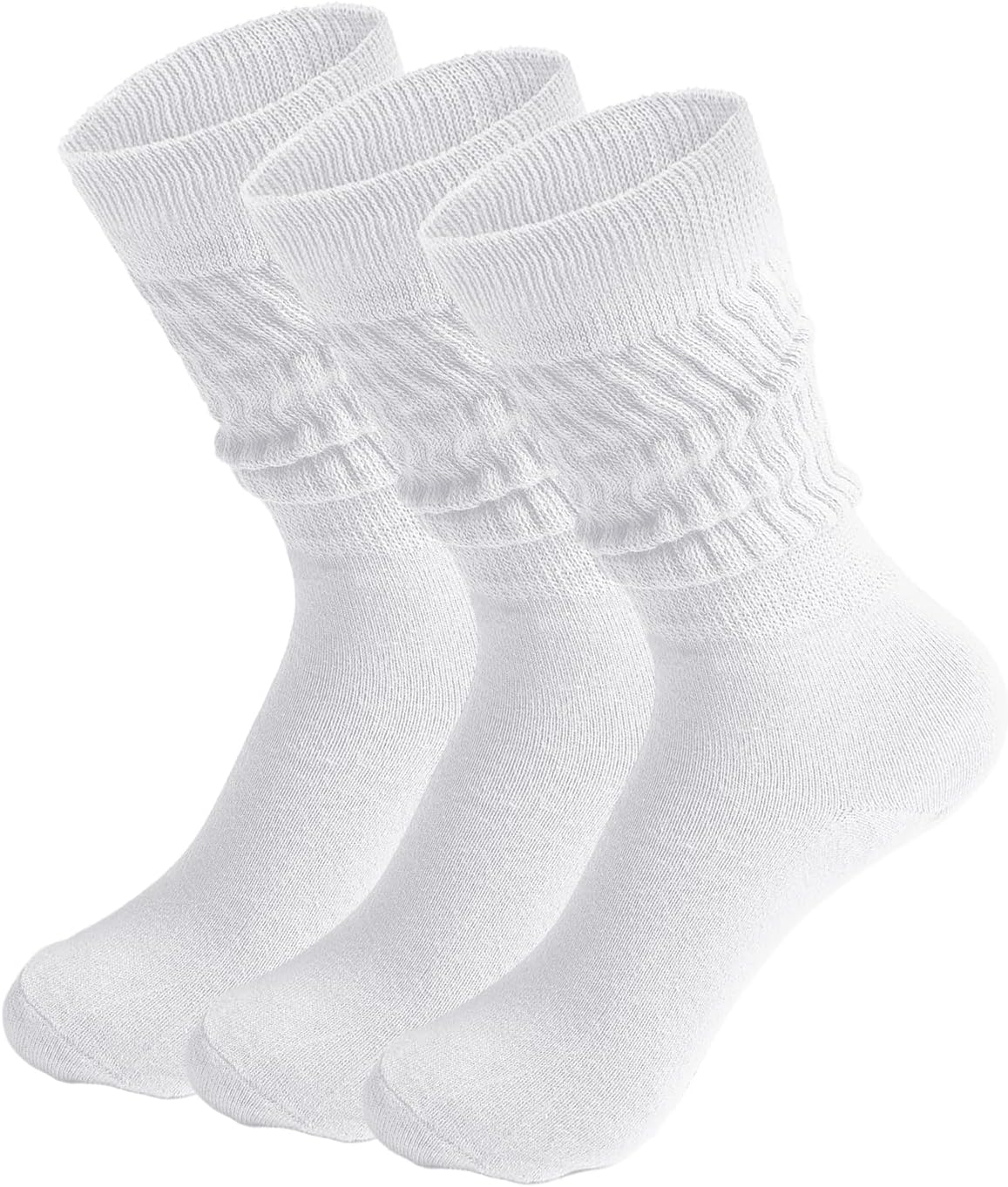 Moon Wood 3 Pairs Crew Slouch Socks for Women Cotton Scrunch Ankle Socks Size 6-11