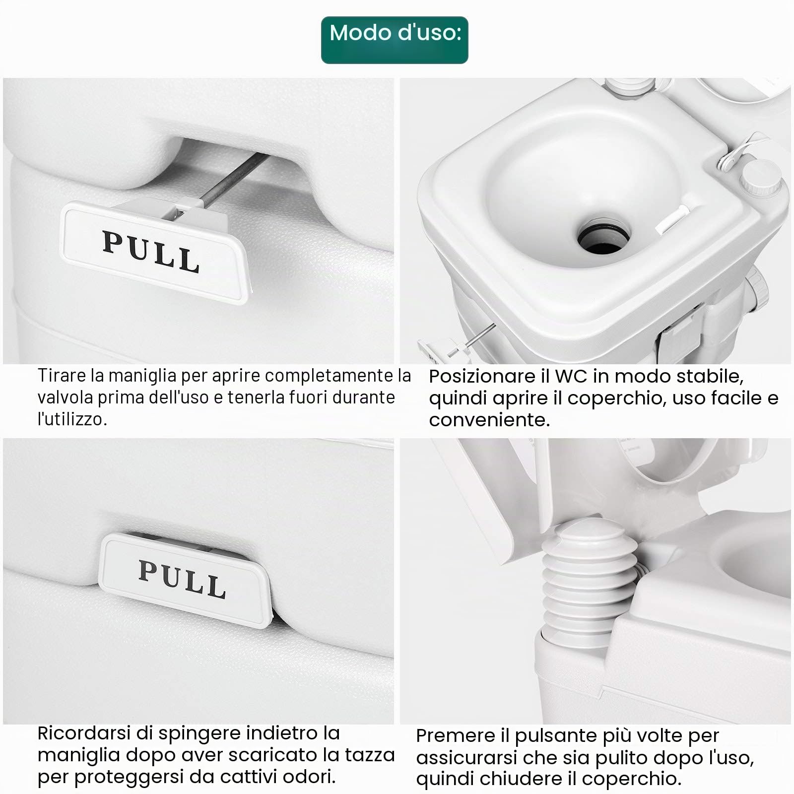 WC Portatile da Campeggio Interni Esterni per Camper, WC a Doppio Filo per Anziani Donne Incinte