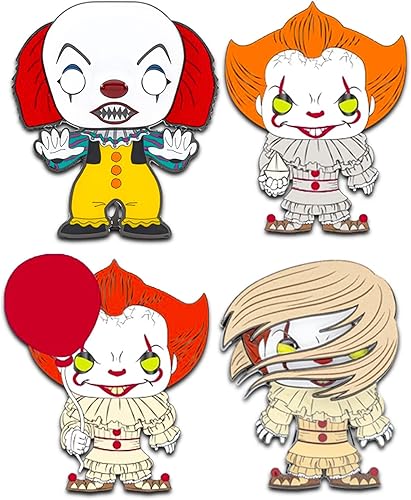 Miniatura 2 de Pennywise Funko Pop Pin Set  Paquete con 4 pines de TI Pennywise para bolsos, ropa, sombreros y más, además de marcapáginas  Juego de regalo de TI,
