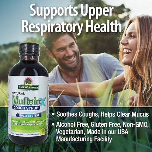 Miniatura 5 de Nature's Answer Mullein-X Multi System - Jarabe para la tos de 4 onzas  Alivia la tos y limpia la mucosidad  Apoyo respiratorio  Sin gluten OGM
