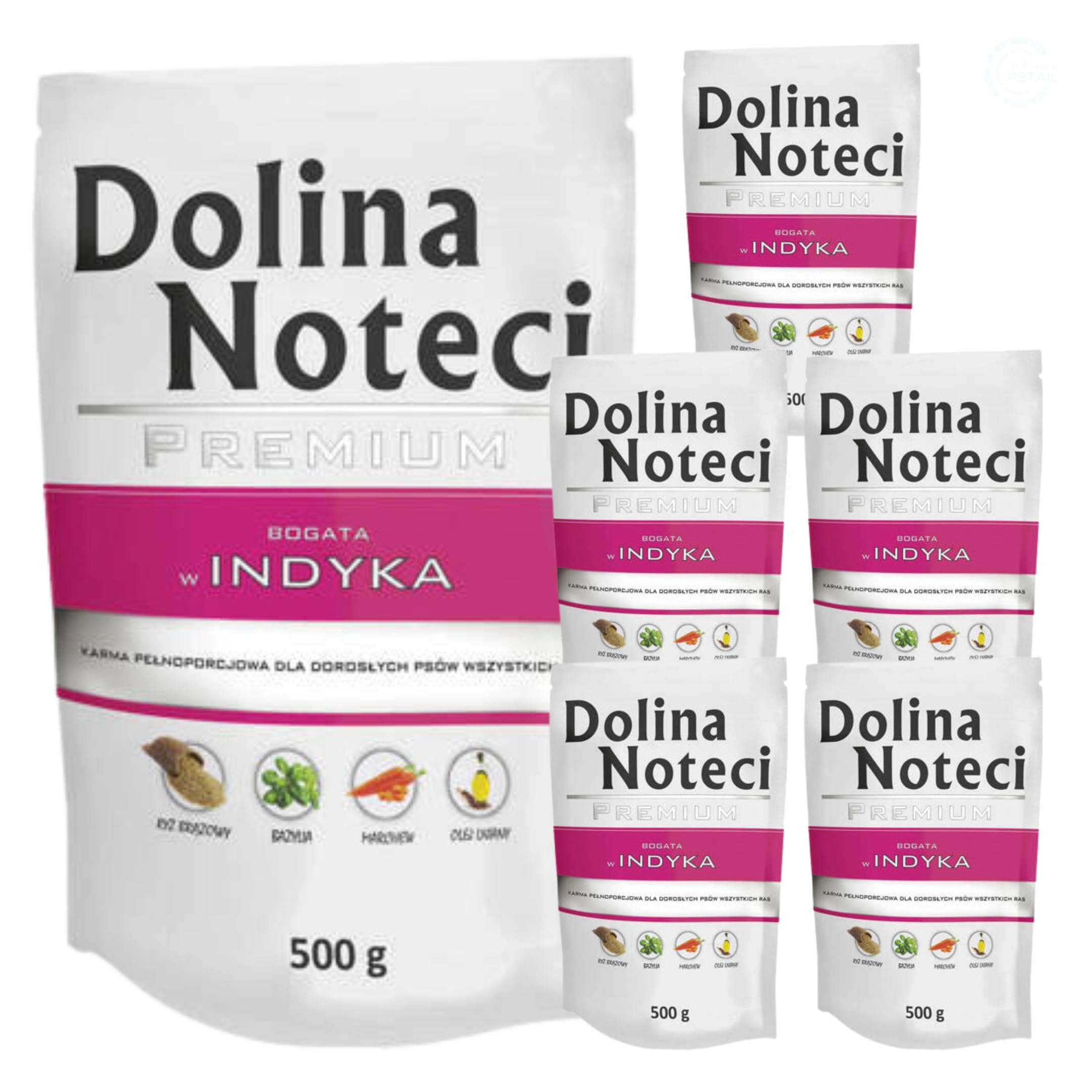 Dolina Noteci Premium Wet Dog Food with Turkey for Adult Dogs, Grain Free Formula with Essential Nutrients, 6 x 500g Pouches โ image 1