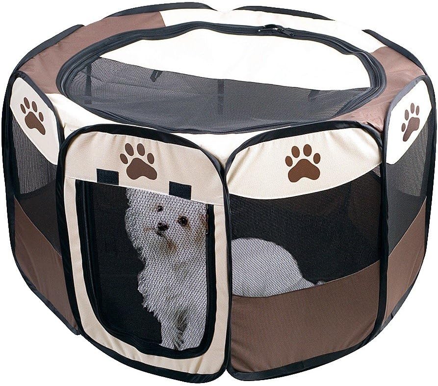 Etna Portable Foldable Pet Playpen for Dogs, Paw Print - Indoor and Outdoor Use, Small/Medium Sized Pets - Pop-Up, Traveling, Kennel…