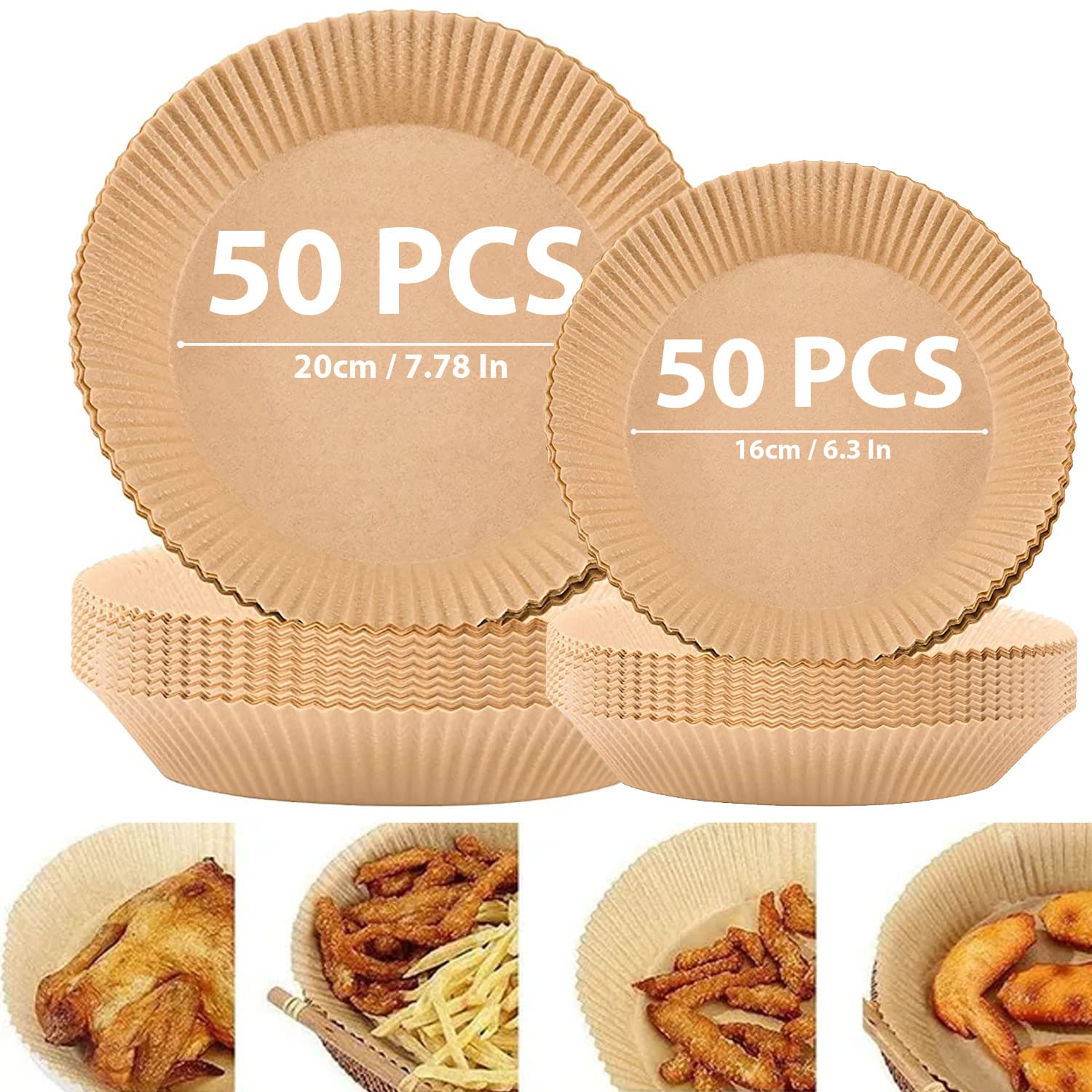 Air fryer, Microwave Disposable Parchment paper Round Liner, Non-Stick Multiuse for Frying, Air Fryer, Microwave, Oven, 50 Plates, 20cm (7.9Inch) Or 16cm (6.3 Inch)…
