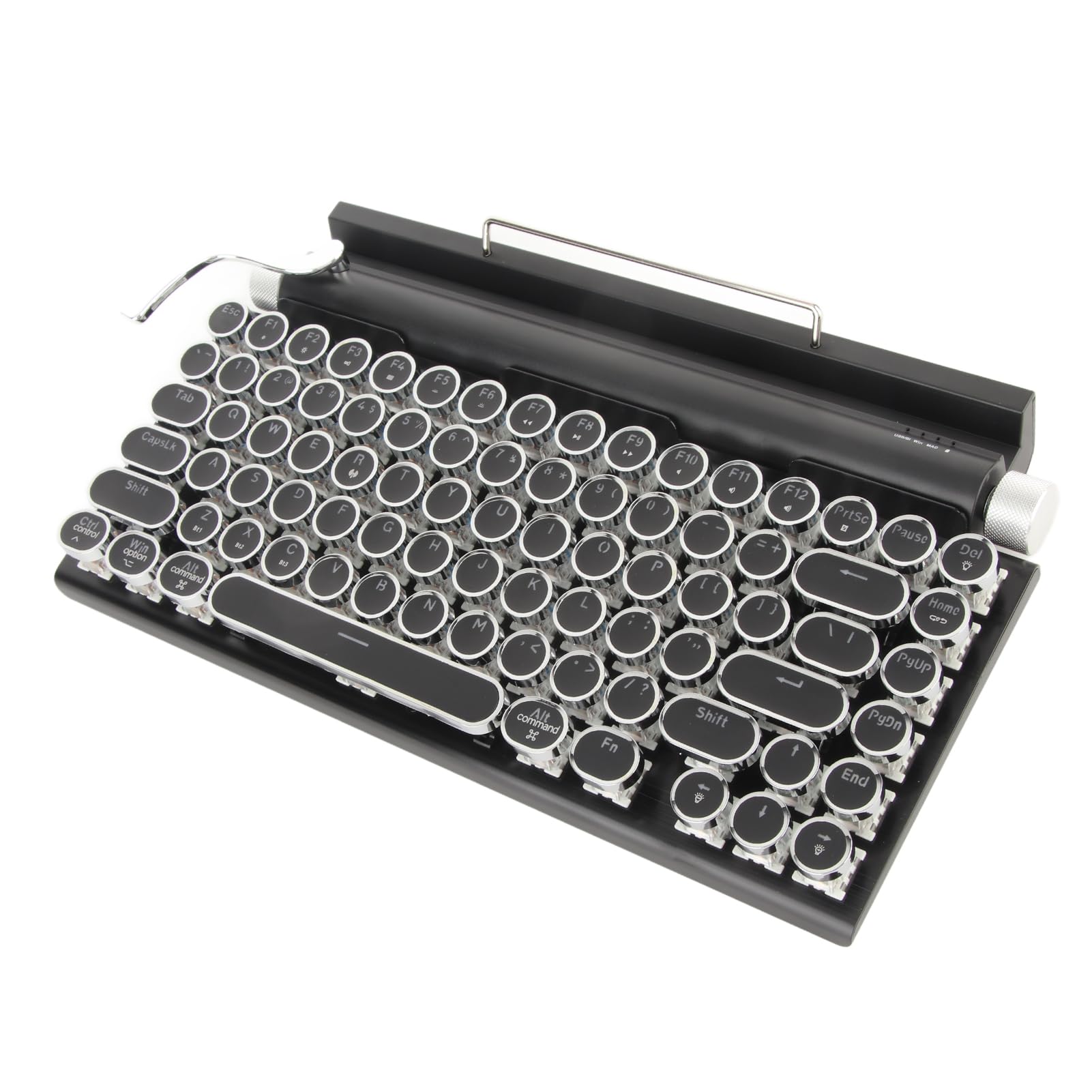 Teclado Retro Inalámbrico para Máquina de Escribir, Bluetooth, Clásico, Clásico, Eje Azul, Color Claro, Teclado Mecánico Real con 83 Teclas, Teclado Punk para Mac/PC/Computadora Portátil/Tableta