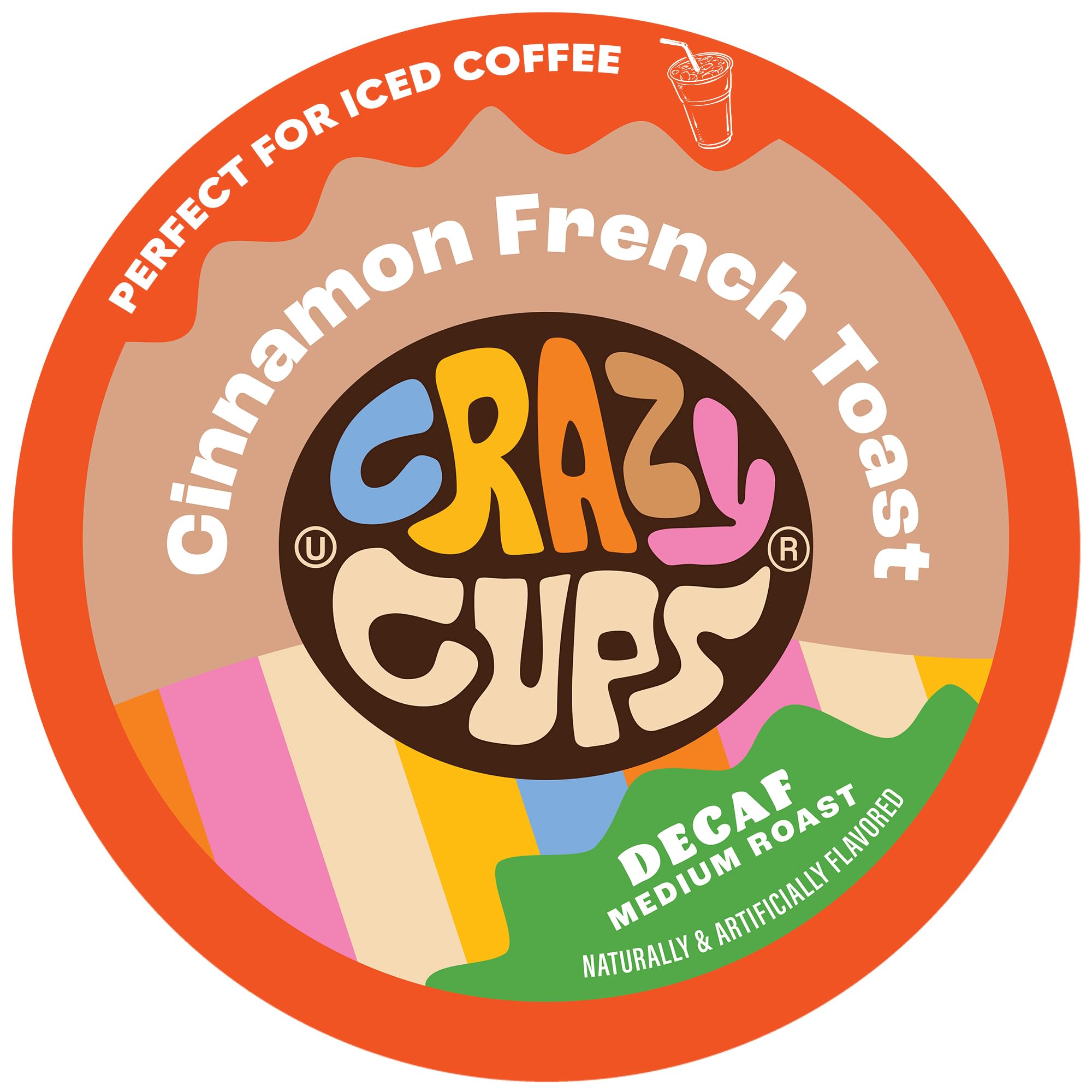 Decaf Flavored Coffee Pods, Decaffeinated Cinnamon French Toast Flavored Coffee, Single Serve Hot or Iced Medium Roast Coffee for Keurig K Cups Machines(Pack of 1, 22 Count Total)