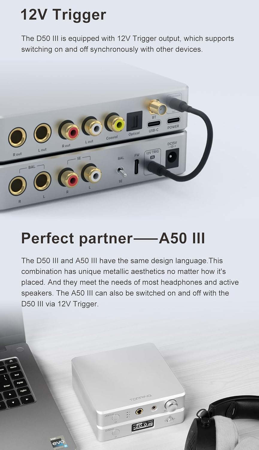 Topping D50 III and A50 III connected via 12V Trigger