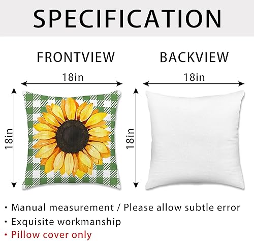 Miniatura 4 de pinata Juego de 4 fundas de almohada de primavera de girasol de 18 x 18 pulgadas, fundas de almohada de verano para exteriores, decoración de