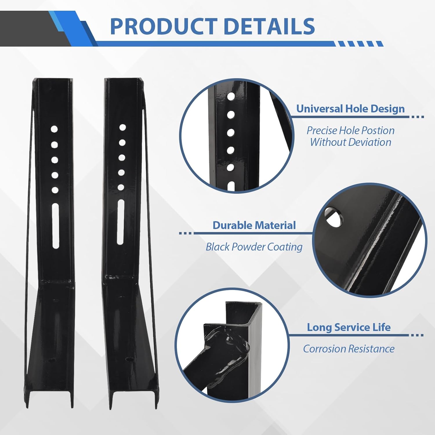 Bolted Steel Mounting Brackets for Trailer Tongue Box，18"x18"，Set of 2- Black.