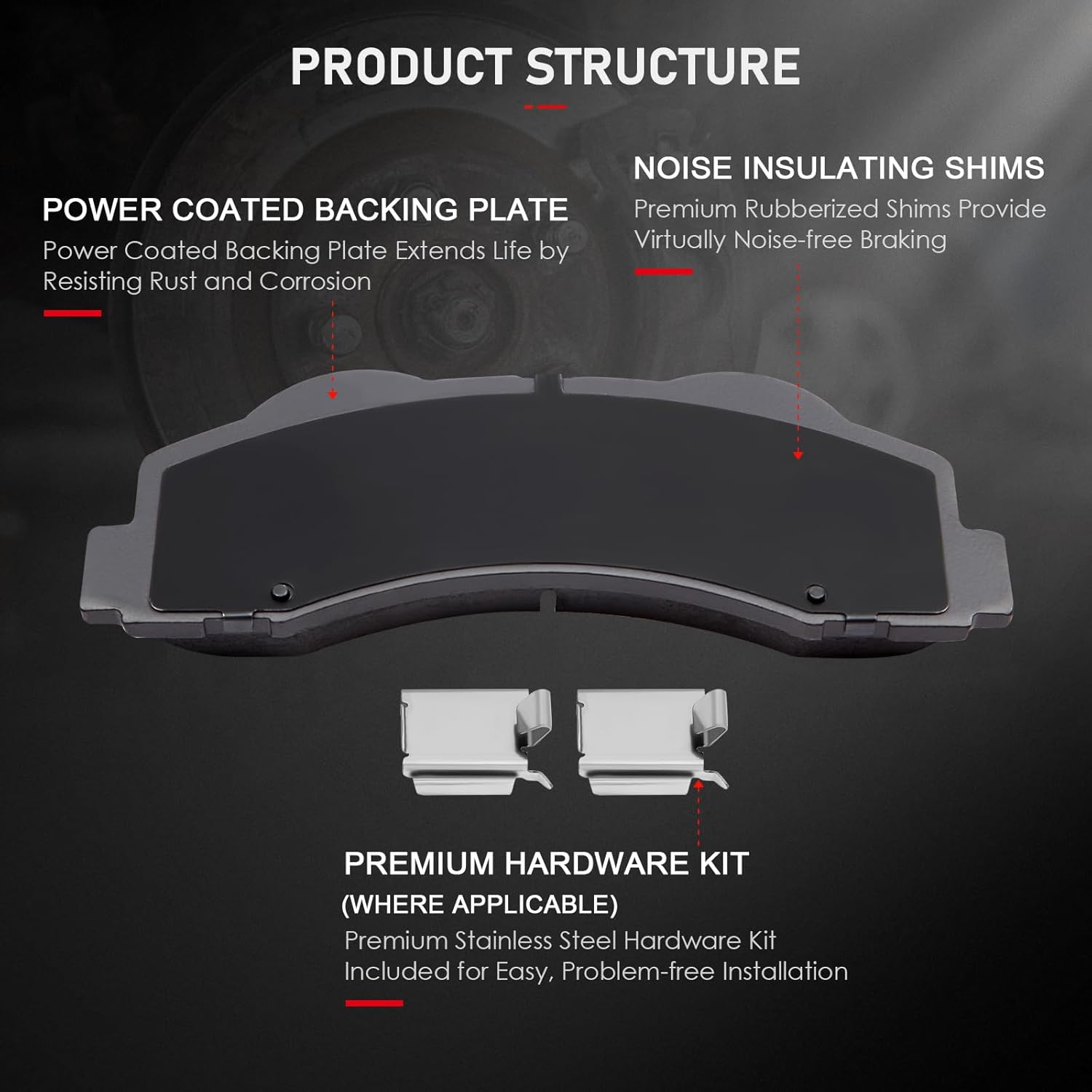 cciyu D1414 Front Ceramic Brake Pads Kit 4pcs fit For 2010-2019 For Ford Expedition,2010-2019 For Ford For F-150,2010-2018 For Lincoln Navigator