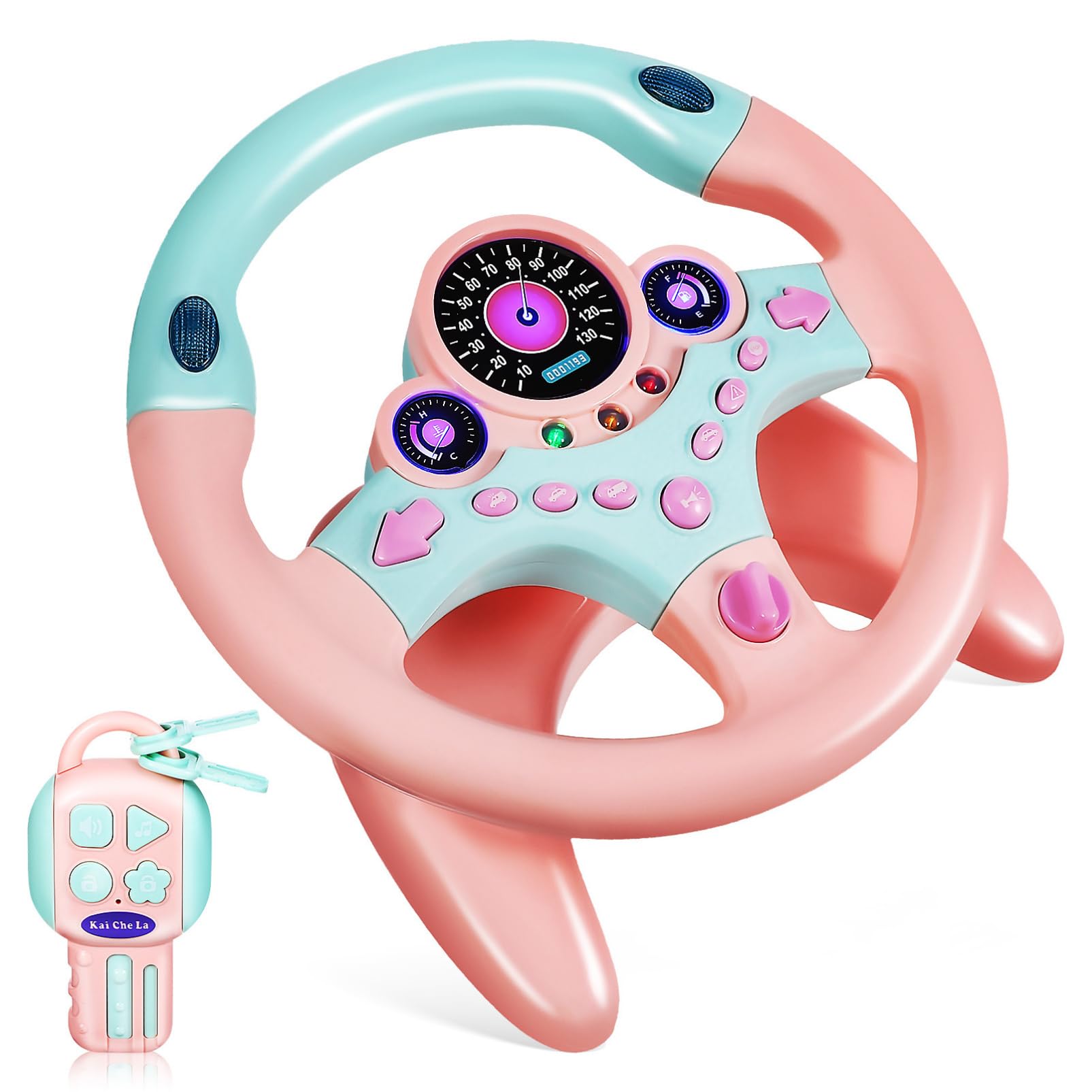 Gatuida Kids Steering Wheel Toys: Pretend Play Steering Wheel Simulation Driving for Car Early Education Toy for Toddler Children Boys Girls