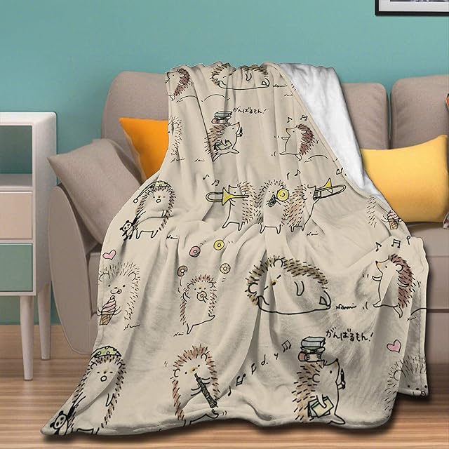 zoke Hedgehog Ultra-Soft Micro Fleece Blanket Transfer Printing Anti-Pilling Flannel is Suitable for All-Season Bed Sofa 50x40 inch